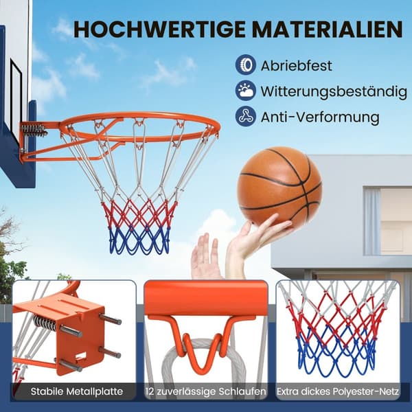 Basketkorg för inomhusbruk – 45 cm ring, väggfäste, orange