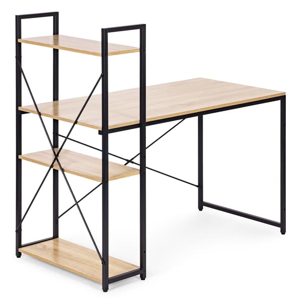Datorskrivbord med hyllor, 120x60 cm MDF, loftstil