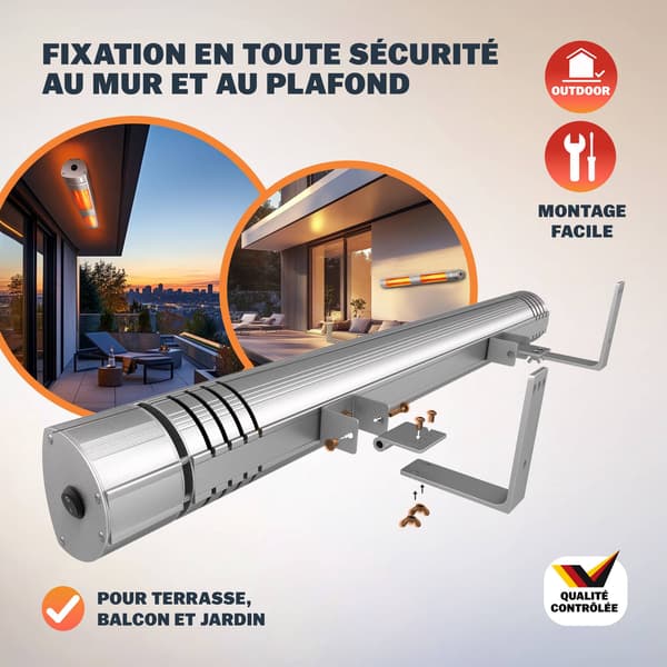 3000W Silver Infraröd Terrassvärmare, Utomhusbruk