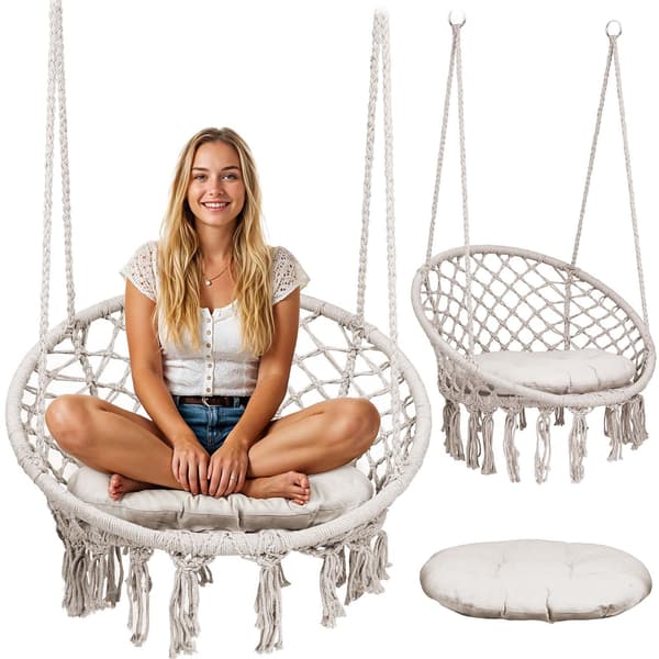 Hängande trädgårdsgungstol BOHO beige