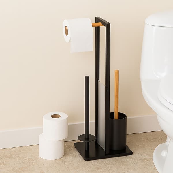 Bambu- ja metalli-wc-paperitelinesetti – vapaasti seisova