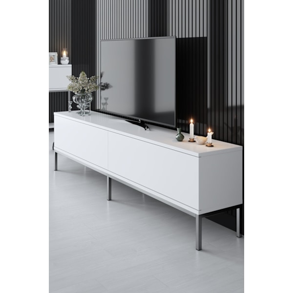TV Stand Lord - Hvid, Sølv