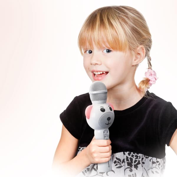 Bluetooth-karaokemikrofoni SD-korttipaikalla, LED-valot, valkoinen