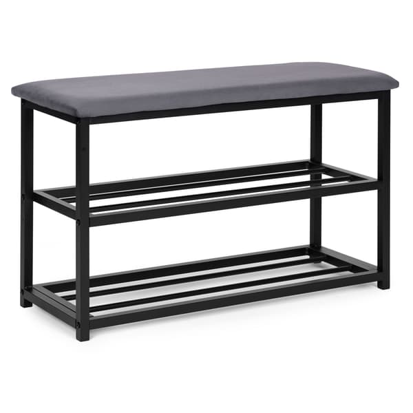 Skoskåpsbänk med sammetssits, 2 hyllplan, 80 cm