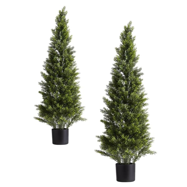 Konstgjorda topiary cederträd, set om 2, 122 cm