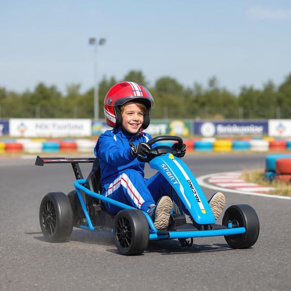 24V elektrisk gokart til drifting, 8-12 år, blå