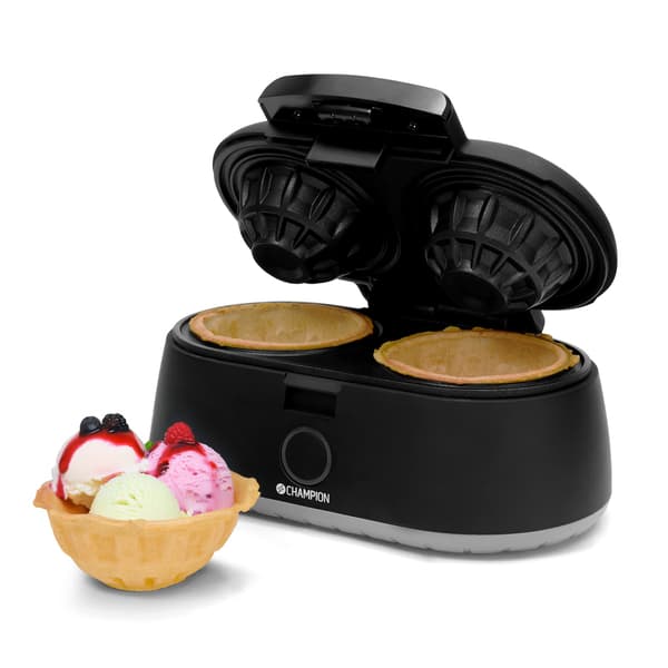 Dobbelt vaffelskål, 1000W, non-stick, sort