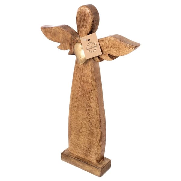 Træengelfigur, mangotræ, 42 cm
