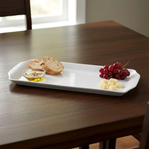 Serveringsfat i porslin, vitt, 36x15,5 cm