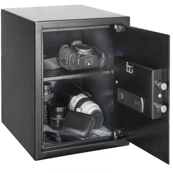 Digitalt pengeskab med LED-display, sort, 35x40x40cm