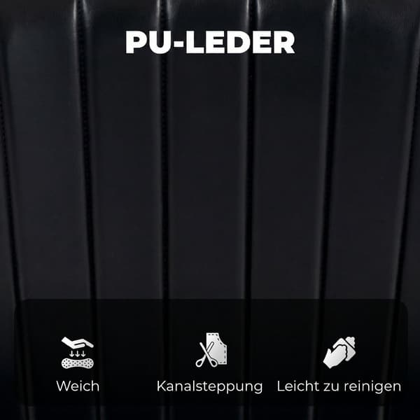 Moderna matstolar i svart PU-läder, set om 2