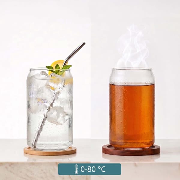 Klare dåseformede longdrinkglas, sæt med 4