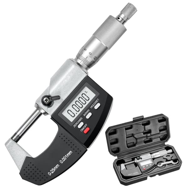 Digital udvendig mikrometer 0-25,4 mm, 0,001 mm LCD