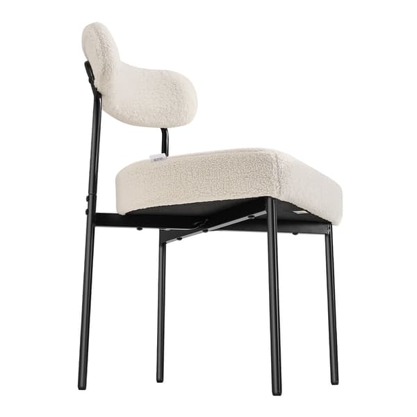 Boucle Matstolar Set om 2, Vit, Svarta Metallben