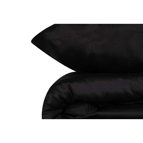 Satin Double Quilt Cover Set Elegant - Svart