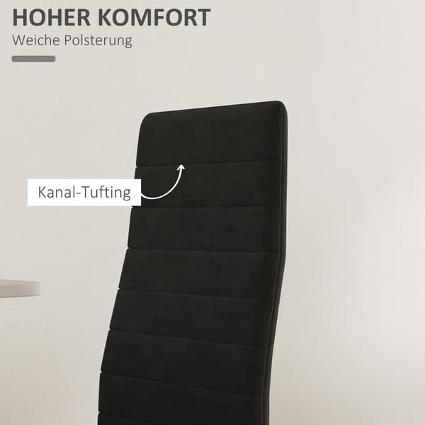 Ruokailutuolisarja 4 kpl, samettiverhoilu, musta