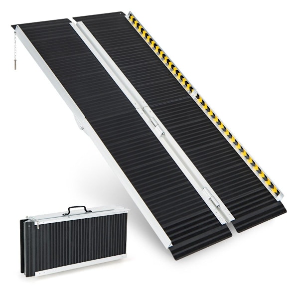 152,5 x 74 cm rullstolsramp Bärbar och halkskyddad hopfällbar ramp upp till 272 kg lastaluminium