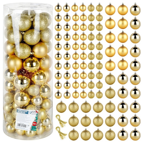 Sprængsikre julekugler guld 4/6 cm 100 stk.
