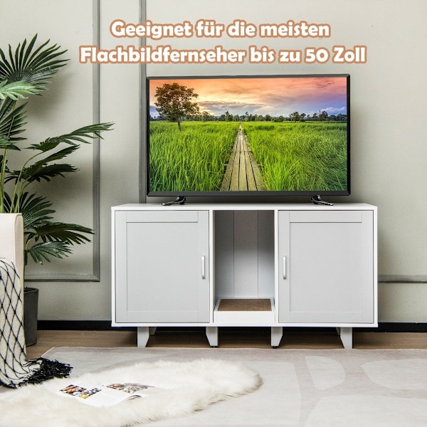 Kattskåp för katttoalett med 2 dörrar & skrapbräda & entré 120 x 52 x 65 cm ljusgrå