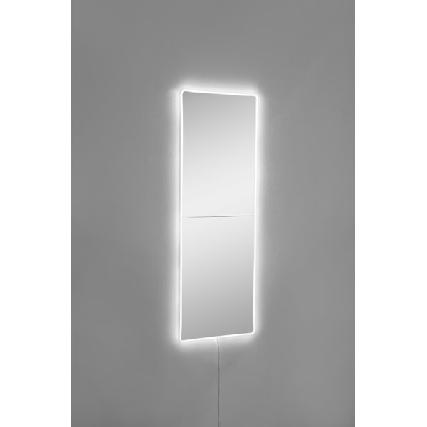 Spegel med Led Belysning Rektangulär - 20 x 80 cm - Vit