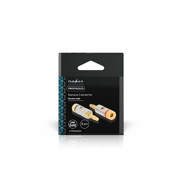Banana Connector | Rak | Hane | Guldplaterad | Skruva | Kabel input diameter: 3.0 mm | Metall | Guld | 2 st. | Kuvert