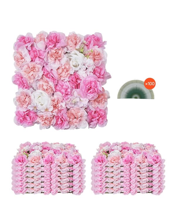 3D-väggpaneler med blommor, 12-pack 15x15 tum, rosa PE