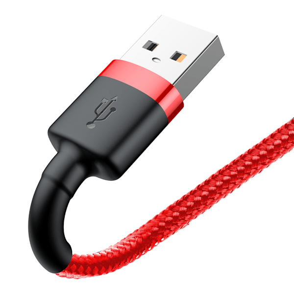Slitstark flexibel kabel USB-kabel Iphone Lightning QC3.0 1,5A 2M röd