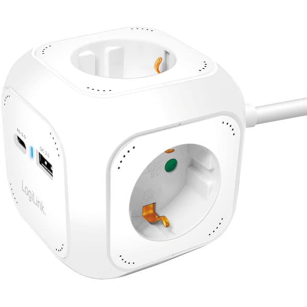 Power Cube Multi-branch-stik + USB-A/USB-C PD 20W