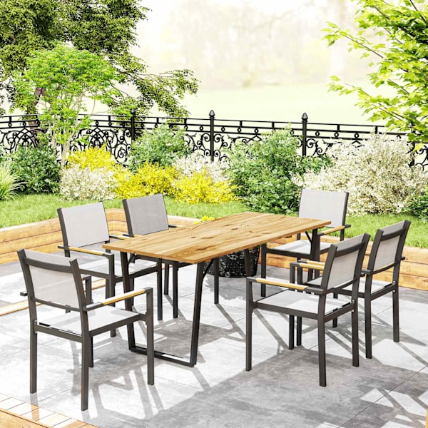 Puinen Puutarhapöytä 175x80 cm Säänkestävä Parvekepöytä Sateenvarjoreiällä Buffetpöytä Leirintäpöytä 6 hengelle Patiopöytä Ulkoruokailupöytä puutarhaa