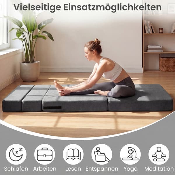 Konvertibel 3-i-1 Chenille bäddsoffa med 2 kuddar, grå