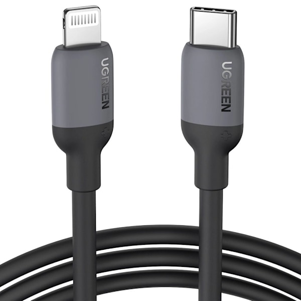 Ugreen USB-C - Lightning MFI -kaapeli, PD, 20 W, 480 Mb/s, 1 m - musta