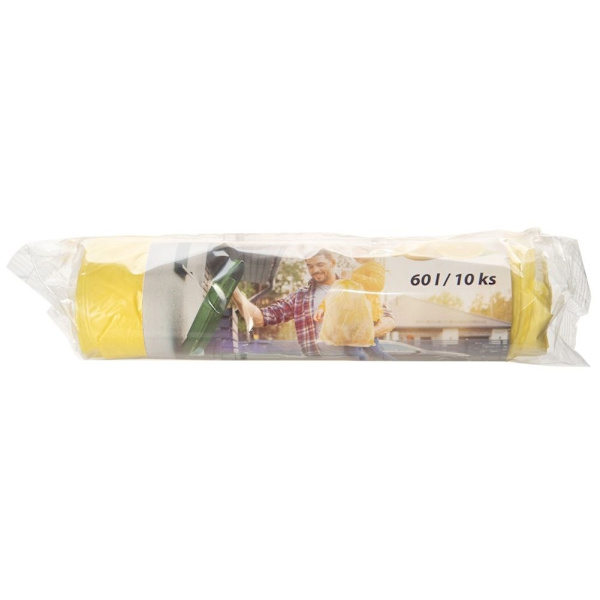 10 gule affaldssække 60L HDPE med citronduft og snøre