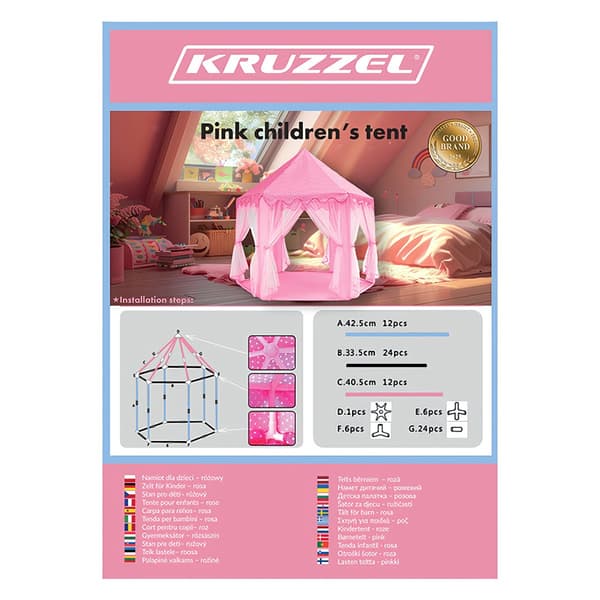 Børnetelt pink Kruzzel 23869