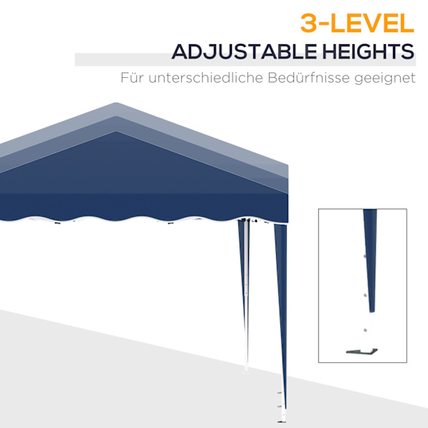Folde Gazebo Pavillon 3 X 3 M Havepavillon Foldeligt Festtelt Højdejusterbart Havetelt Med Transportpose Uv Beskyttelse Stål Oxford Blå