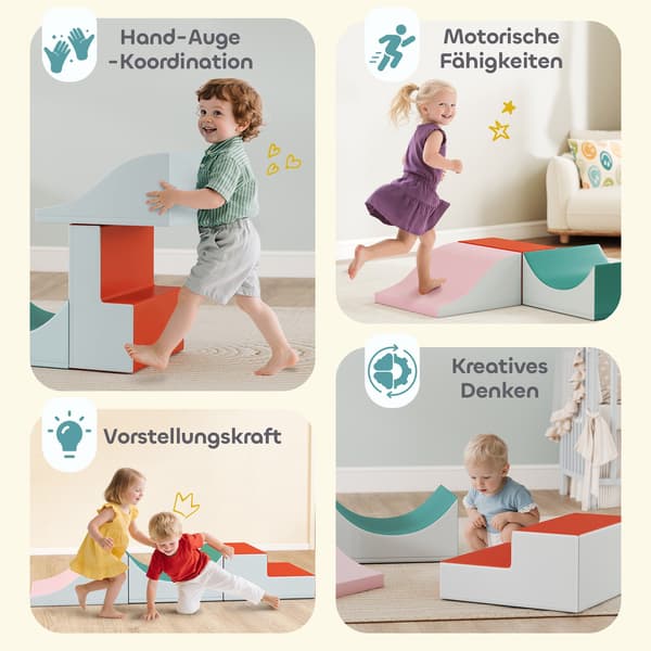 Klatre- og kravlesæt til småbørn, 3 dele, lysegrå