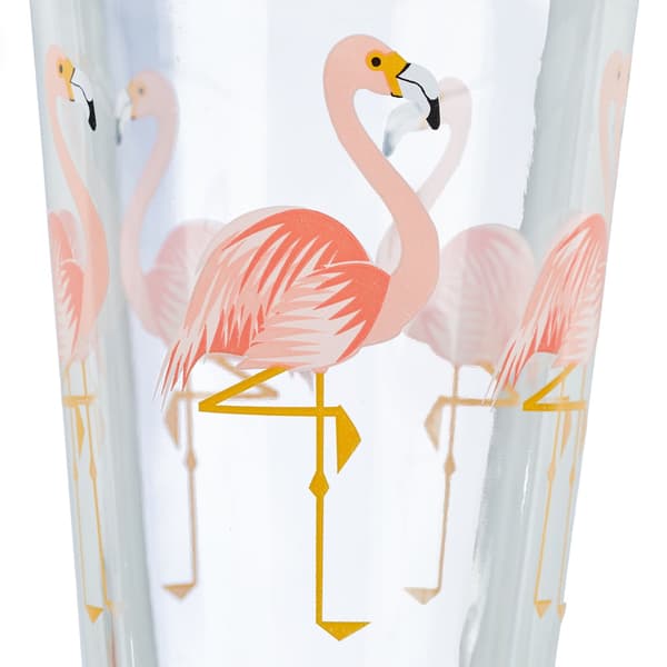set med 4 glasflaskor Flamingo