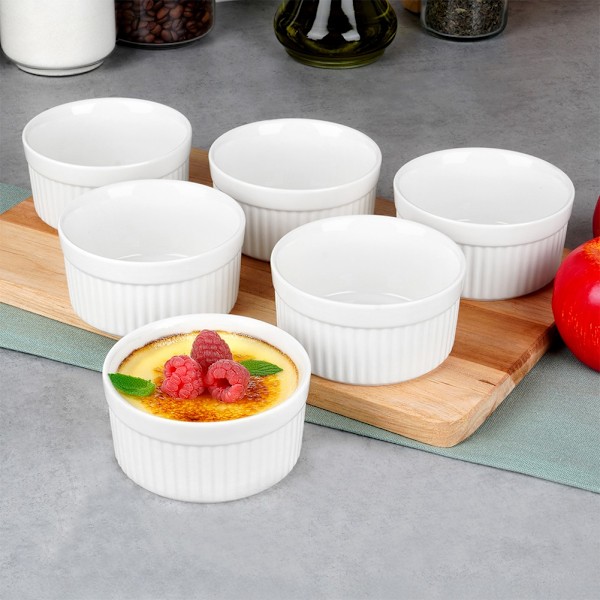 Keramiske bageskåle hvide 260 ml 6 stk.