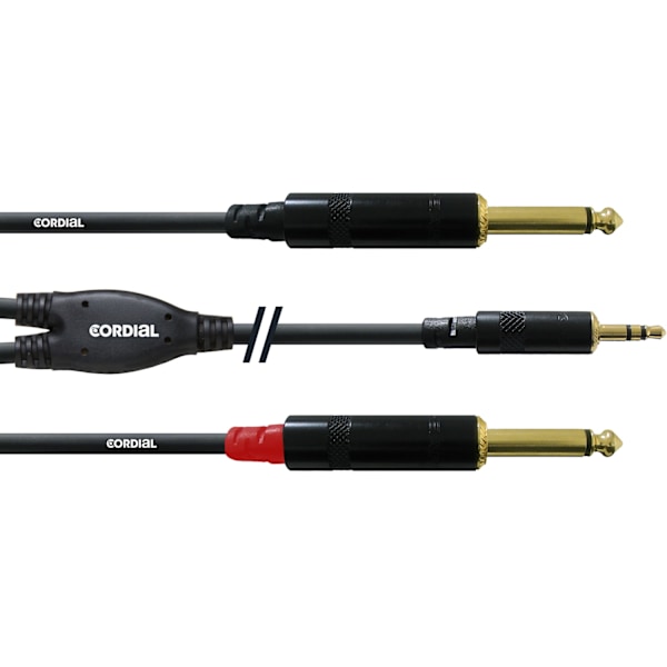 Cordial 3,5 mm stereo hane - 2 x 6,3 mm mono hane - ljudkabel, 3 m