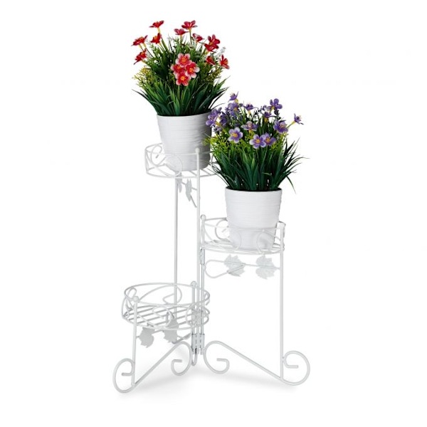 Vit blompiedestal i metall