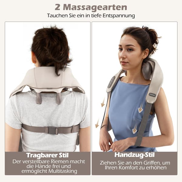 Shiatsu-niska- ja hartiahierontalaite lämmöllä, langaton