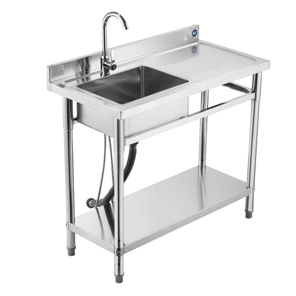 Rostfritt stål diskho, enkel ho med kran, 1000x500mm
