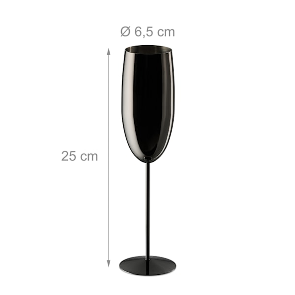 Champagneglas i rustfrit stål, sæt med 4 stk