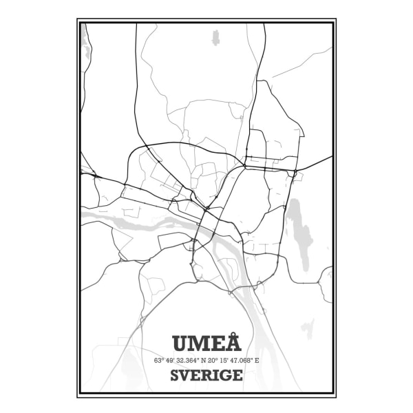 Umeå Stad Karta Poster - 70x100 cm
