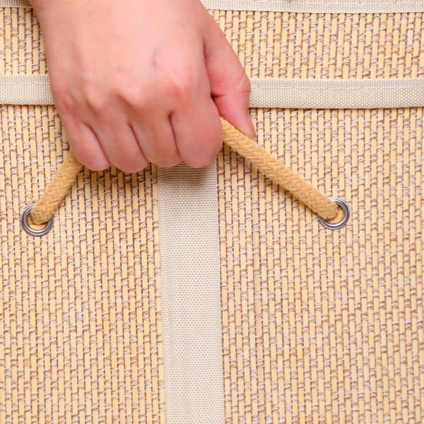 Bambu tvättkorg med lock, tvättbart foder