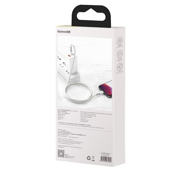 Snabbladdningskabel för iPhone USB-C - Lightning Power Delivery 20W 1m vit