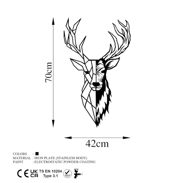 Dekorativt metallväggstillbehör Red Deer 2