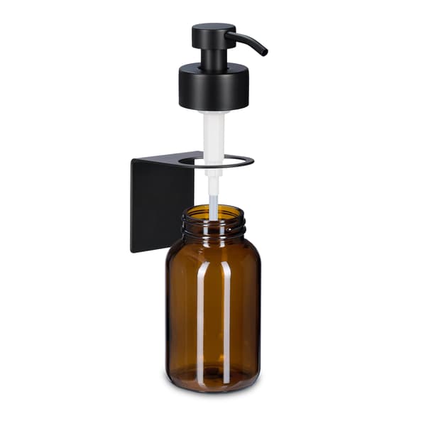 Väggmonterad tvåldispenser i glas, bärnsten, No-Drill