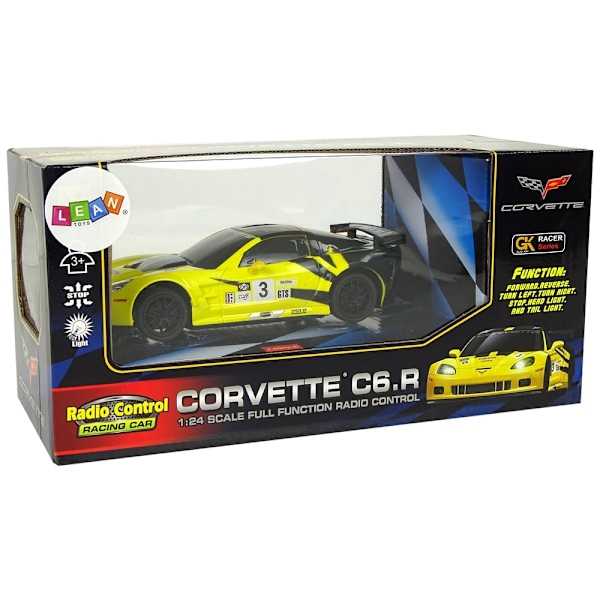 1:24 Corvette C6.R R/C - Gul, 2.4G, lys, realistisk sjov!