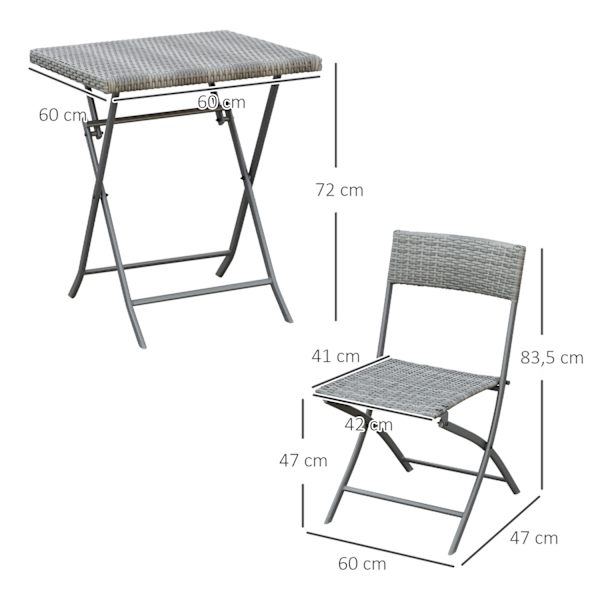 Polyrattan Bistro Sæt 2 Personer Rattan Havemøbler Grå