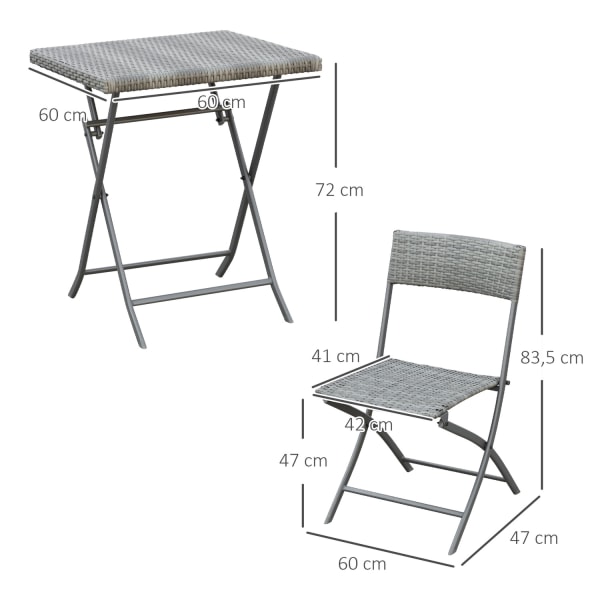 Polyrattan Bistro Setti 2 Hengelle Rottinki Puutarhakalusteet Harmaa